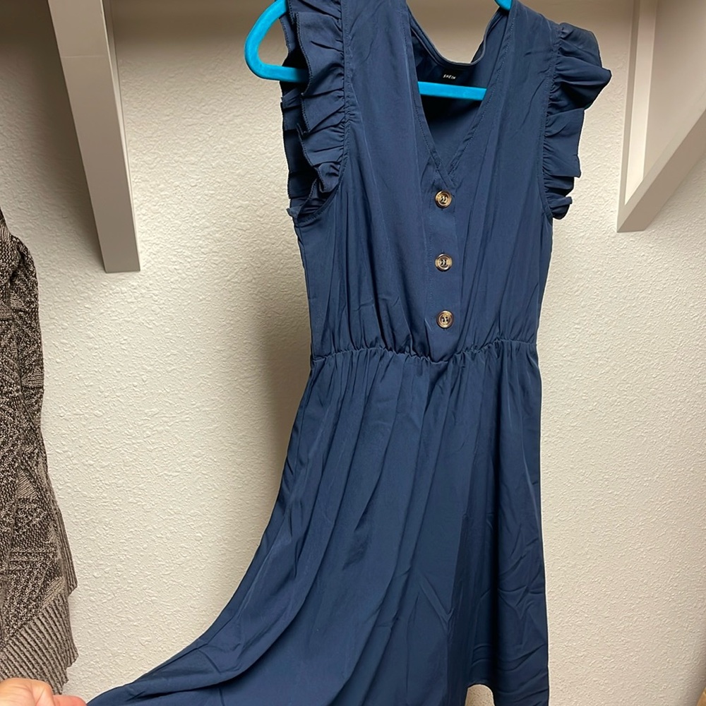 Ruffled A-Line Blue Dress